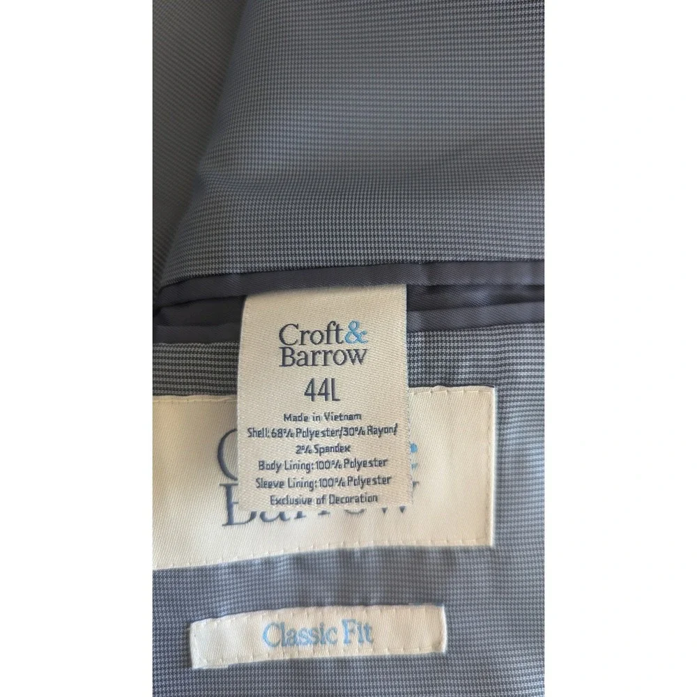 Croft & Barrow Mens Blazer Classic Fit 44L Long‎ Black Business Casual